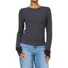 image:imageDEAR JOHN Ania Thermal Top Womens Slim Fit Long Sleeve Crew Neck Waffle Knit ShirtWashed Black