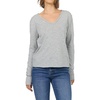 image:imageDEAR JOHN Vanya Long Sleeve Tee Womens Relaxed Fit Cotton Slub V Neck Raw Edge Top  Heather Grey  XLarge