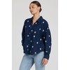 image:imageDEAR JOHN Adrianna ButtonDown Womens Shirt Oversized Fit Collared Long Sleeve Woven  Navy Rama Emb  Size Medium