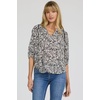 image:imageDEAR JOHN Costa Novelty Top Womens Poet Blouse VNeck Relaxed Fit Ladder Trim DetailBlack Pansey