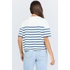 image:imageDEAR JOHN Maddox Short Sleeve Crew Neck Relaxed Fit Boyfriend Womens Jersey TopCreamNavy Stripe