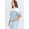 image:imageDEAR JOHN Maddox Short Sleeve Crew Neck Relaxed Fit Boyfriend Womens Jersey TopCreamNavy Stripe