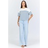 image:imageDEAR JOHN Maddox Short Sleeve Crew Neck Relaxed Fit Boyfriend Womens Jersey TopCreamNavy Stripe