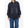 image:imageDEAR JOHN Meritt Womens Oversized Shacket Shirt Jacket Garment Washed Button Front Chest Pocket Shirred Long SleeveWashed Black