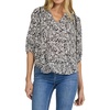image:imageDEAR JOHN Costa Novelty Top Womens Poet Blouse VNeck Relaxed Fit Ladder Trim DetailBlack Pansey