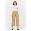 image:imageDEAR JOHN Audrey Wide Leg Jeans Womens High Rise Cropped Color Denim Comfort Stretch Clean Hem Utility Inspired Tailored FitKhaki