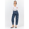 image:imageDEAR JOHN Everett High Rise Tapered Leg Jeans for Women Cuffed Hem Cropped LengthSpeckled Denim