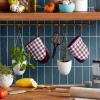 imageKitchenAid Gingham Mini Oven Mitt 2Pack Set Grey 55quotx8quotBeet