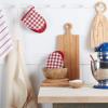 imageKitchenAid Gingham Mini Oven Mitt 2Pack Set Grey 55quotx8quotPassion Red