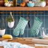 imageKitchenAid Gingham Oven Mitt 2Pack Set Milkshake 7quotx13quotAqua Sky