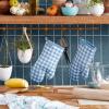 imageKitchenAid Gingham Oven Mitt 2Pack Set Milkshake 7quotx13quotBlue Velvet