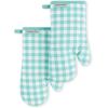 imageKitchenAid Gingham Oven Mitt 2Pack Set Milkshake 7quotx13quotCharcoal Grey