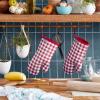 imageKitchenAid Gingham Oven Mitt 2Pack Set Milkshake 7quotx13quotPassion Red