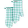imageKitchenAid Gingham Oven Mitt 2Pack Set Milkshake 7quotx13quotAqua Sky
