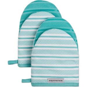 imageKitchenAid Albany Mini Oven Mitt 2Pack Set Mineral Water 55quotx8quotAqua Sky