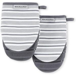imageKitchenAid Albany Mini Oven Mitt 2Pack Set Mineral Water 55quotx8quotCharcoal Grey