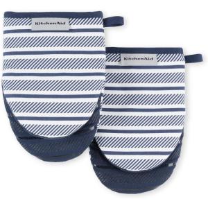 imageKitchenAid Albany Mini Oven Mitt 2Pack Set Mineral Water 55quotx8quotInk Blue