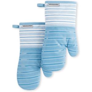 imageKitchenAid Albany Oven Mitt 2Pack Set Pistachio 7quotx13quotBlue Velvet