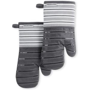 imageKitchenAid Albany Oven Mitt 2Pack Set Pistachio 7quotx13quotCharcoal Grey