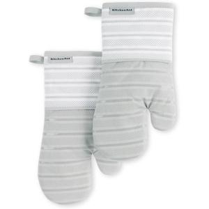 imageKitchenAid Albany Oven Mitt 2Pack Set Pistachio 7quotx13quotMatte Grey