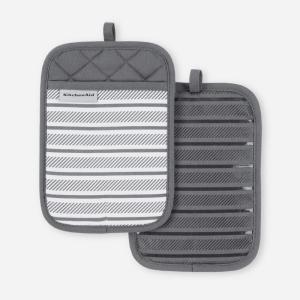 imageKitchenAid Albany Pot Holder 2Pack Set Charcoal Grey 7quotx10quotCharcoal Grey