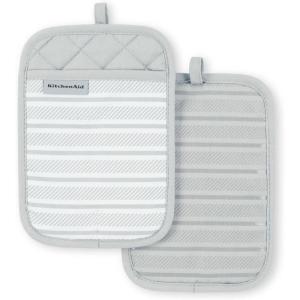 imageKitchenAid Albany Pot Holder 2Pack Set Charcoal Grey 7quotx10quotMatte Grey