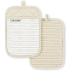 imageKitchenAid Albany Pot Holder 2Pack Set Charcoal Grey 7quotx10quotMilkshake
