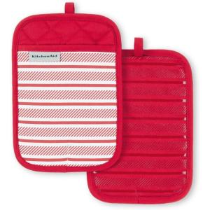 imageKitchenAid Albany Pot Holder 2Pack Set Charcoal Grey 7quotx10quotPassion Red