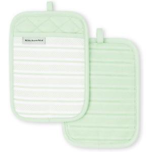 imageKitchenAid Albany Pot Holder 2Pack Set Charcoal Grey 7quotx10quotPistachio