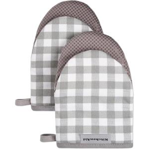 imageKitchenAid Gingham Mini Oven Mitt 2Pack Set Grey 55quotx8quotGray