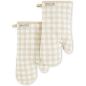 imageKitchenAid Gingham Oven Mitt 2Pack Set Milkshake 7quotx13quotMilkshake