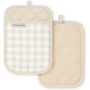 imageKitchenAid Gingham Pot Holder 2Pack Set Beet 7quotx10quotMilkshake