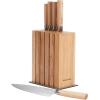 imageKitchenAid 6Piece Ashwood Knife Block Set  Premium Damascus Steel Blades  Pakkawood Handles  SpaceSaving Design  Includes Chef Santoku Slicing Utility ampamp Paring Knives  Kitchen Knife SetNatural
