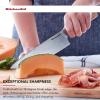 imageKitchenAid 6Piece Ashwood Knife Block Set  Premium Damascus Steel Blades  Pakkawood Handles  SpaceSaving Design  Includes Chef Santoku Slicing Utility ampamp Paring Knives  Kitchen Knife SetNatural