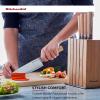 imageKitchenAid 6Piece Ashwood Knife Block Set  Premium Damascus Steel Blades  Pakkawood Handles  SpaceSaving Design  Includes Chef Santoku Slicing Utility ampamp Paring Knives  Kitchen Knife SetNatural
