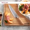 imageKitchenAid 6Piece Ashwood Knife Block Set  Premium Damascus Steel Blades  Pakkawood Handles  SpaceSaving Design  Includes Chef Santoku Slicing Utility ampamp Paring Knives  Kitchen Knife SetNatural