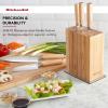 imageKitchenAid 6Piece Ashwood Knife Block Set  Premium Damascus Steel Blades  Pakkawood Handles  SpaceSaving Design  Includes Chef Santoku Slicing Utility ampamp Paring Knives  Kitchen Knife SetNatural