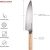 imageKitchenAid 6Piece Ashwood Knife Block Set  Premium Damascus Steel Blades  Pakkawood Handles  SpaceSaving Design  Includes Chef Santoku Slicing Utility ampamp Paring Knives  Kitchen Knife SetNatural