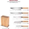 imageKitchenAid 6Piece Ashwood Knife Block Set  Premium Damascus Steel Blades  Pakkawood Handles  SpaceSaving Design  Includes Chef Santoku Slicing Utility ampamp Paring Knives  Kitchen Knife SetNatural