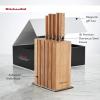 imageKitchenAid 6Piece Ashwood Knife Block Set  Premium Damascus Steel Blades  Pakkawood Handles  SpaceSaving Design  Includes Chef Santoku Slicing Utility ampamp Paring Knives  Kitchen Knife SetNatural