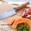 imageKitchenAid 6Piece Ashwood Knife Block Set  Premium Damascus Steel Blades  Pakkawood Handles  SpaceSaving Design  Includes Chef Santoku Slicing Utility ampamp Paring Knives  Kitchen Knife SetNatural