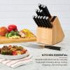 imageKitchenAid Classic Slim Knife Block Set with BuiltIn Knife Sharpener High Carbon Stainless Steel Kitchen Knives Sharp Kitchen Knife Set with Block Black 14 PieceNatural