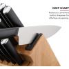 imageKitchenAid Classic Slim Knife Block Set with BuiltIn Knife Sharpener High Carbon Stainless Steel Kitchen Knives Sharp Kitchen Knife Set with Block Black 14 PieceNatural