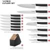 imageKitchenAid Classic Slim Knife Block Set with BuiltIn Knife Sharpener High Carbon Stainless Steel Kitchen Knives Sharp Kitchen Knife Set with Block Black 14 PieceBlack