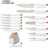 imageKitchenAid Classic Slim Knife Block Set with BuiltIn Knife Sharpener High Carbon Stainless Steel Kitchen Knives Sharp Kitchen Knife Set with Block Black 14 PieceWhite
