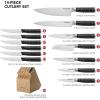 imageKitchenAid Forged Triple Riveted Knife Block Set with BuiltIn Knife Sharpener High Carbon Stainless Steel Kitchen Knives Sharp Kitchen Knife Set with Block Black 14 Piece