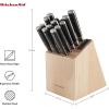 imageKitchenAid Gourmet 14 Piece Forged Triple Rivet Knife Block Set with Built in Knife Sharpener High Carbon Japanese Stainless Steel Kitchen Knives Sharp Kitchen Knife Set with Block Birchwood
