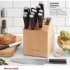 imageKitchenAid Gourmet 14 Piece Forged Triple Rivet Knife Block Set with Built in Knife Sharpener High Carbon Japanese Stainless Steel Kitchen Knives Sharp Kitchen Knife Set with Block Birchwood