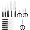 imageKitchenAid Gourmet 15 Piece Forged Triple Rivet Knife Block Set with Built in Knife Sharpener High Carbon Japanese Stainless Steel Kitchen Knives Sharp Kitchen Knife Set with Block Birchwood