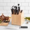 imageKitchenAid Gourmet 15 Piece Forged Triple Rivet Knife Block Set with Built in Knife Sharpener High Carbon Japanese Stainless Steel Kitchen Knives Sharp Kitchen Knife Set with Block Birchwood
